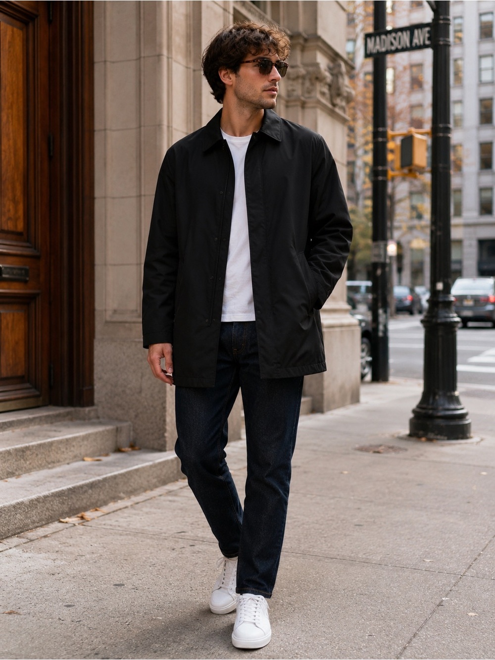 London Fog Black Car Coat Men’s Large Classic Minimalist Jacket